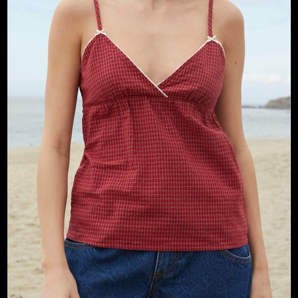 Brandy Melville Tops - Brandy Melville Red Plaid Edith Tank Top